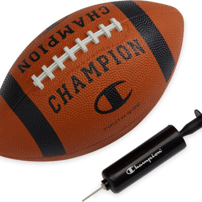 689a404ebb77c6ca242b68ea13b1ead0f424a5ce5be83d5050898.jpg Champion Blitz Football, All-Weather Football, Enhanced Grip, Durable Rubber Cover and Molded Laces, for Outdoor Sports & Training, Includes 6 Ball Pump