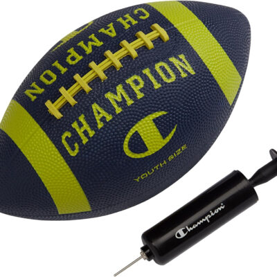 689a405b293549bf067103d2398a1ee9e811d3485f31181550e68.jpg Champion Blitz Football, All-Weather Football, Enhanced Grip, Durable Rubber Cover and Molded Laces, for Outdoor Sports & Training, Includes 6 Ball Pump