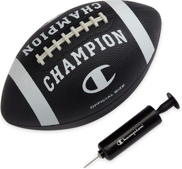 689a405eae5d0b601eef4071c964cd87e637311b432fa41525e06.jpg Champion Blitz Football, All-Weather Football, Enhanced Grip, Durable Rubber Cover and Molded Laces, for Outdoor Sports & Training, Includes 6 Ball Pump