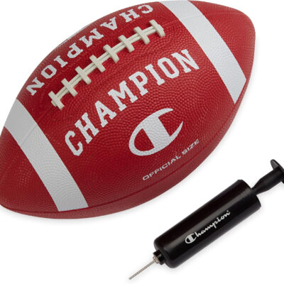 689a406d4e28a62a0c9d4f78e46bbbc8291f8209b24709deb2d8b.jpg Champion Blitz Football, All-Weather Football, Enhanced Grip, Durable Rubber Cover and Molded Laces, for Outdoor Sports & Training, Includes 6 Ball Pump