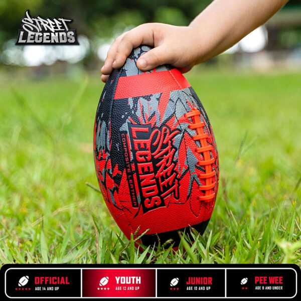 689a41125f64ed79ee92dcc07fd226a398c5e450a02197ddfa2c0.jpg Street Legends Youth Football for Kids, Graffiti Printed Composite Leather Size 8 Football- Includes Pump, Made for Training, Practicing, & Recreational Play