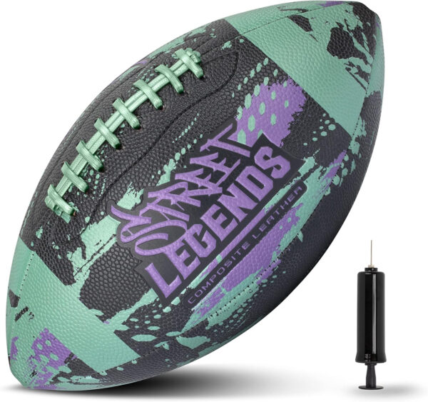 689a4118898b0c769f34c01ad2183e8fd1fdada0dc6be9ac1d194.jpg Street Legends Youth Football for Kids, Graffiti Printed Composite Leather Size 8 Football- Includes Pump, Made for Training, Practicing, & Recreational Play