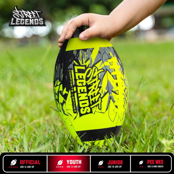 689a412a7e6352df6d243988f0db5c62d8e1784d46b9f1020ab5e.jpg Street Legends Youth Football for Kids, Graffiti Printed Composite Leather Size 8 Football- Includes Pump, Made for Training, Practicing, & Recreational Play