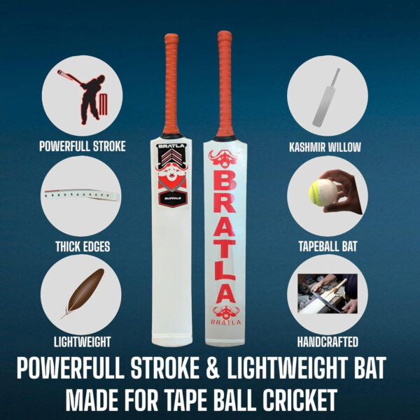 Cricket Bat for Tape Tennis Soft Ball - Lightweight Curved Profile | Powerful Strokes for Enhanced Performance | Adult Size, Lightweight Design