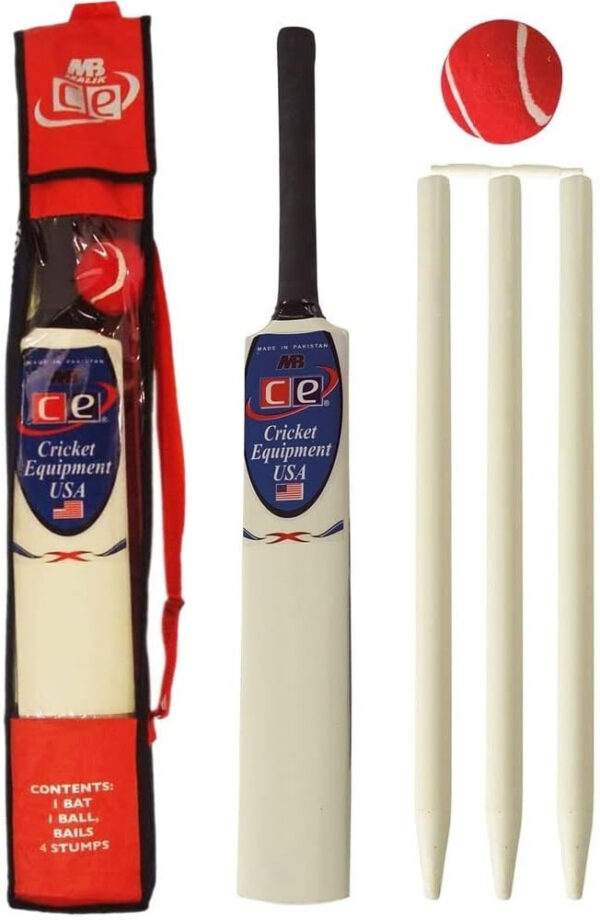 689a43728d9c17be9b637347359d6ef89032ab3921b9d7c6b7365.jpg Junior Cricket Bat Set Wooden Gift Size 4, 6 Includes Stumps Ball Bat Carrying Bag