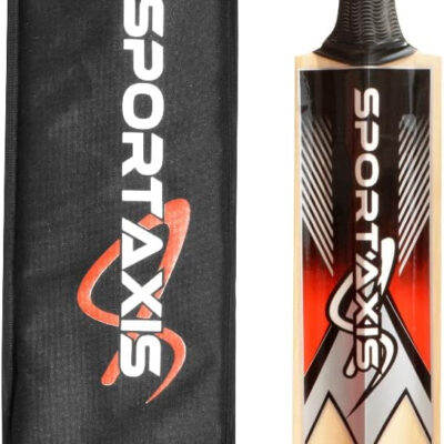 SPORTAXIS Wooden Kashmir Willow Cricket Bat with a Foam-Padded Bag- Strong, Lightweight, Ideal Training/Practice for Home/Club Play/Beach/Backyard Cricket