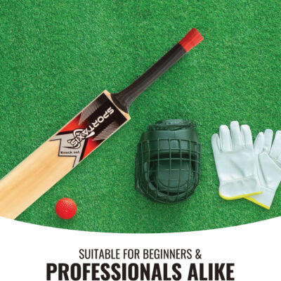 SPORTAXIS Wooden Kashmir Willow Cricket Bat with a Foam-Padded Bag- Strong, Lightweight, Ideal Training/Practice for Home/Club Play/Beach/Backyard Cricket