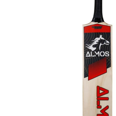 Almos Sports Vision-8000 Tape Ball Cricket Bat – Lightweight Curved Profile for Tapped Tennis Ball & Softball Cricket | Powerful Strokes for Enhanced Performance for Adults, Black Red & White Red |
