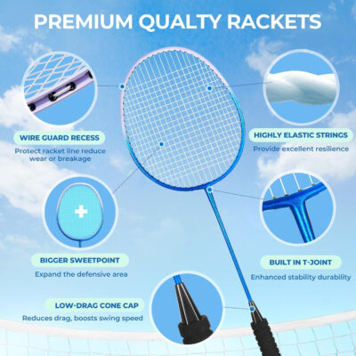 689a45470e085ad852faf9c49dbd2b6c062f96963000c74039e15.jpg HIRALIY Badminton Rackets Set for Backyards, Lightweight Badminton Set of 2/4, Includ Rackets, Birdies, 1 Carrying Bag, Outdoor Games for Adults Family Kids Beginners