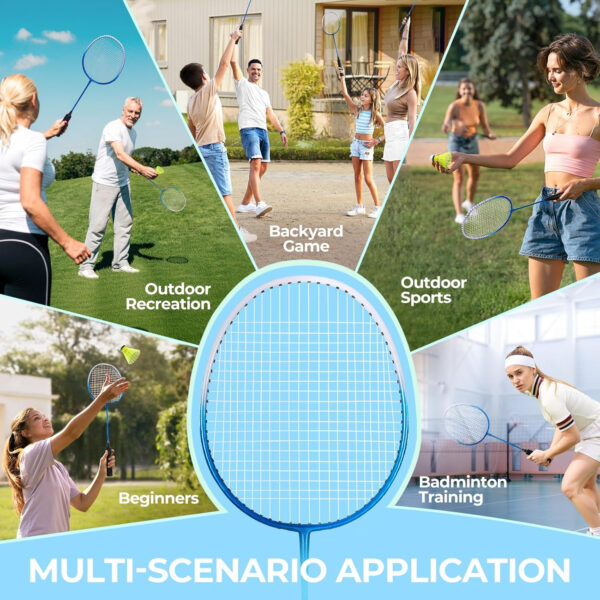 689a454aa74f9df8319eec5be157e5c5259b27892918522902910.jpg HIRALIY Badminton Rackets Set for Backyards, Lightweight Badminton Set of 2/4, Includ Rackets, Birdies, 1 Carrying Bag, Outdoor Games for Adults Family Kids Beginners
