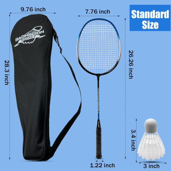 Magicorange Badminton Rackets Set of 4 for Outdoor Backyard Games, Including 4 Racquets,4 Shuttlecocks, 4 Replacement Grip Tapes & 1 Carry Bag