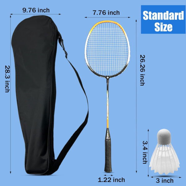 Magicorange Badminton Rackets Set of 4 for Outdoor Backyard Games, Including 4 Racquets,4 Shuttlecocks, 4 Replacement Grip Tapes & 1 Carry Bag