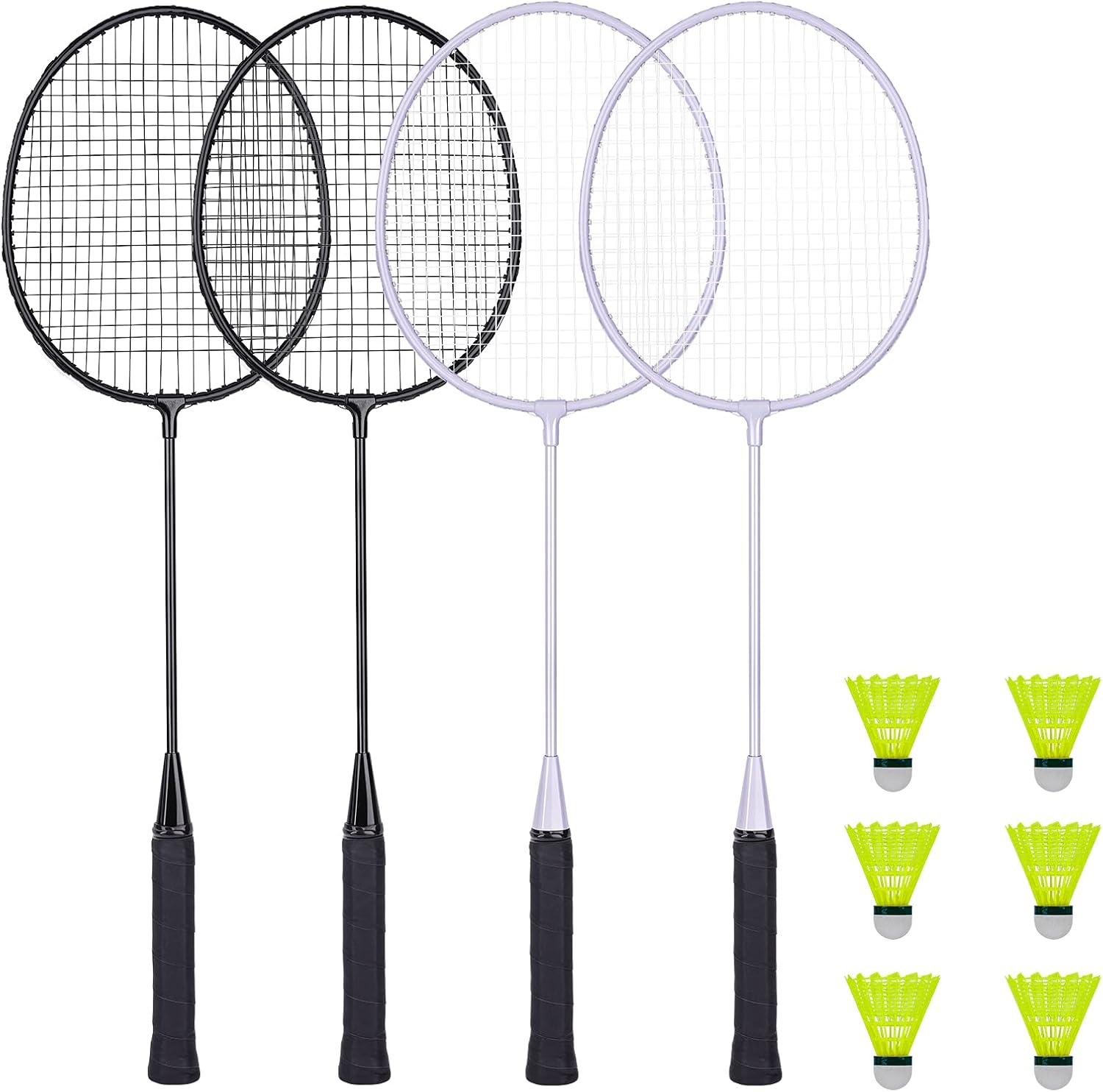 Badminton Rackets Set with 6 Shuttlecocks, Lightweight Badminton Set of 4 for Outdoor Backyard Games, Racquets with Durability for Beginners and Casual Players