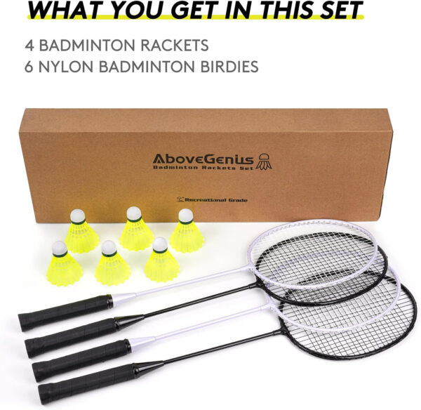 689a463a415f69e66596a9a58e29ac629bface093c7416517adaf.jpg Badminton Rackets Set with 6 Shuttlecocks, Lightweight Badminton Set of 4 for Outdoor Backyard Games, Racquets with Durability for Beginners and Casual Players