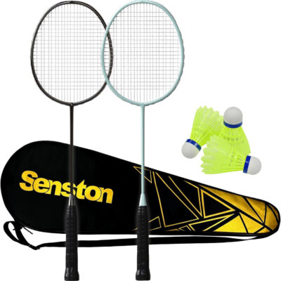 689a46f50c818c76093a0787db076e66321a5477e57a3667a161f.jpg Senston Professional Badminton Rackets Set of 4 - Carbon Fiber, 6 Shuttlecocks, 4 Grips & Bag for Backyard Games | 90g Lightweight