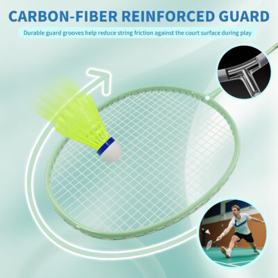 689a470132f97b8b3e0e682f34eec2cdd0cfdb5d6d425b6b8f1f8.jpg Senston Professional Badminton Rackets Set of 4 - Carbon Fiber, 6 Shuttlecocks, 4 Grips & Bag for Backyard Games | 90g Lightweight