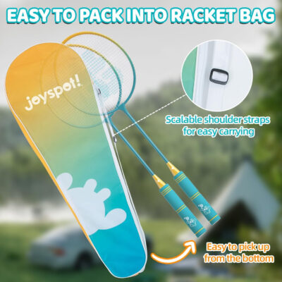 689a47b948a026d12d26cbacc5972d239fb2cecc9f1804e4d845c.jpg Badminton Rackets Set of 4 for Outdoor Backyard Games,Including 4 Rackets, 6 Nylon Shuttlecocks, 4 Replacement Grip Tapes and 1 Carrying Bag, Lightweight Badminton Racquets for Kids Adults Beginners
