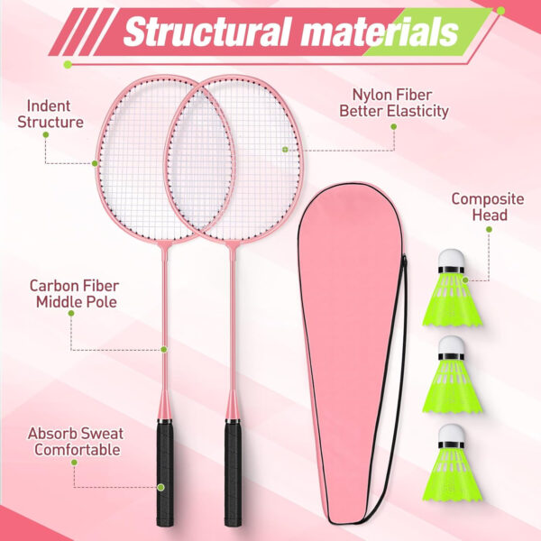 689a4826329d9864228c4d7c1f8f8c3c0320fce4ede2bdc8e8391.jpg 6 Packs Badminton Rackets Set Include 6 Lightweight Rackets 12 Nylon Plastic Shuttlecocks 3 Carrying Bags for Summer Outdoor Backyard Games Sports Beginners Adults