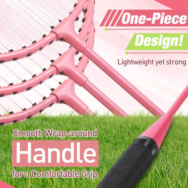 689a48289bcfaca4694b237569e4760f3136310f9235950dc3da9.jpg 6 Packs Badminton Rackets Set Include 6 Lightweight Rackets 12 Nylon Plastic Shuttlecocks 3 Carrying Bags for Summer Outdoor Backyard Games Sports Beginners Adults