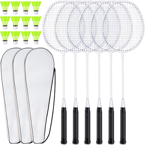 689a482b68ff0123adc0878260d5d1c06317ec8b67baac9761758.jpg 6 Packs Badminton Rackets Set Include 6 Lightweight Rackets 12 Nylon Plastic Shuttlecocks 3 Carrying Bags for Summer Outdoor Backyard Games Sports Beginners Adults