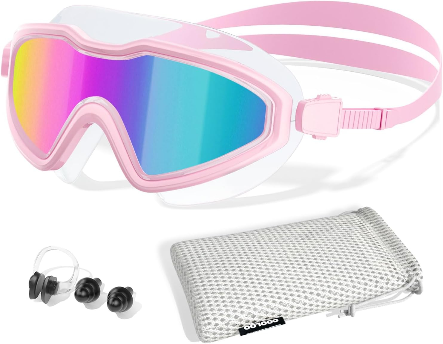 COOLOO Swim Goggles, Wide View No Leaking Swimming Goggles, Anti-fog & Anti-UV Fashion Swim Goggles for Adult Men Women Youth