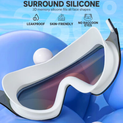 Swim Goggles, Frameless Wide View Swimming Goggles, Anti-Fog Anti-UV No Leaking Pool Goggles for Men Women Adult