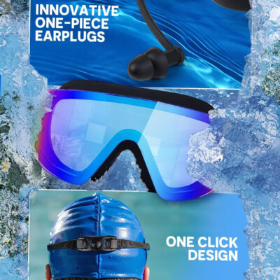 Swim Goggles, Frameless Wide View Swimming Goggles, Anti-Fog Anti-UV No Leaking Pool Goggles for Men Women Adult