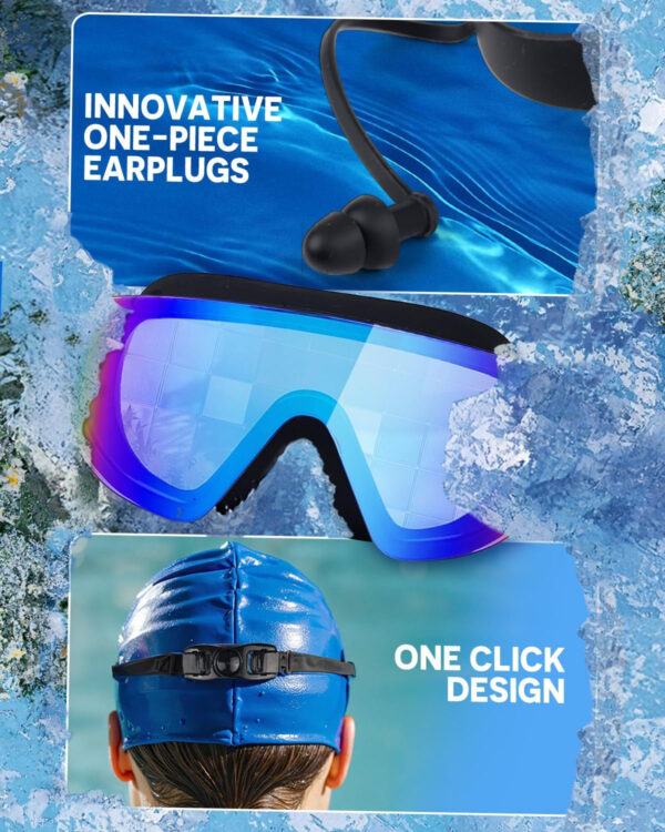 Swim Goggles, Frameless Wide View Swimming Goggles, Anti-Fog Anti-UV No Leaking Pool Goggles for Men Women Adult