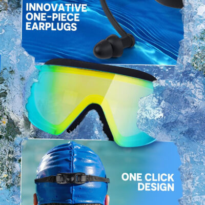 Swim Goggles, Frameless Wide View Swimming Goggles, Anti-Fog Anti-UV No Leaking Pool Goggles for Men Women Adult