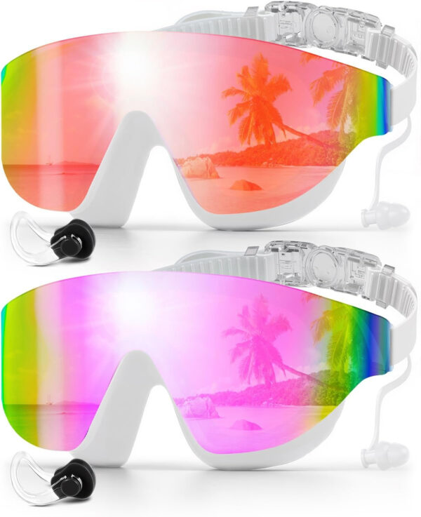 Swim Goggles, Frameless Wide View Swimming Goggles, Anti-Fog Anti-UV No Leaking Pool Goggles for Men Women Adult