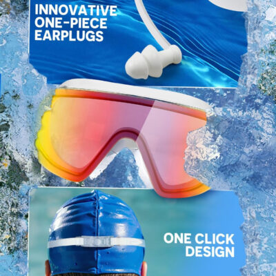Swim Goggles, Frameless Wide View Swimming Goggles, Anti-Fog Anti-UV No Leaking Pool Goggles for Men Women Adult