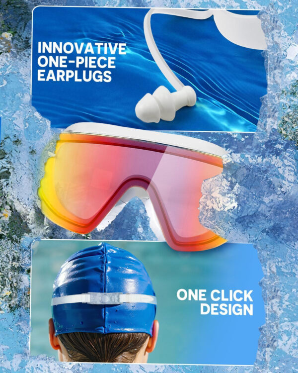 Swim Goggles, Frameless Wide View Swimming Goggles, Anti-Fog Anti-UV No Leaking Pool Goggles for Men Women Adult