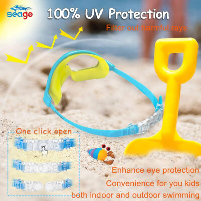 Seago Swim Goggles 2 Pack Anti-Fog Anti-UV Wide View Swimming Goggles for Kids 3-14