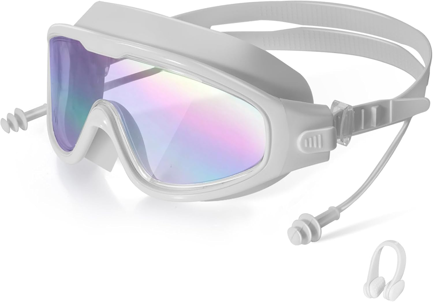 Swim Goggles, Wide View Clear View Swimming Goggles for Adult, Anti-Fog UV Protection No Leak Vision Pool Goggles