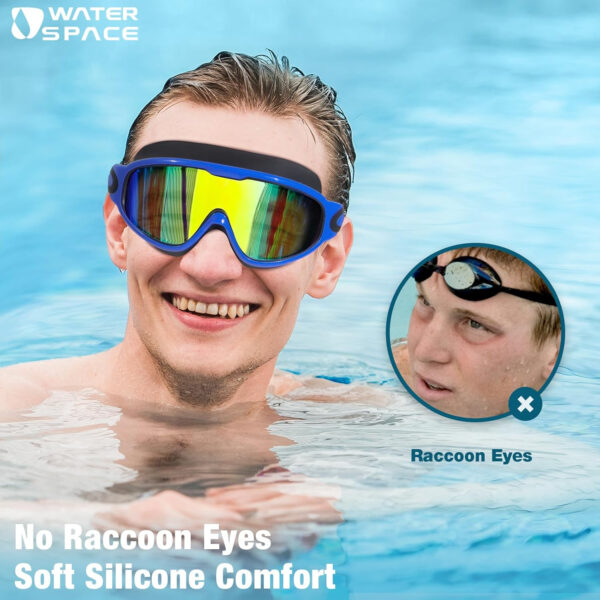 Swim Goggles 2 Pack for Adult Men Women, Anti-fog UV Protection No Leak 180° Wide View Clear Vision Pool Goggles
