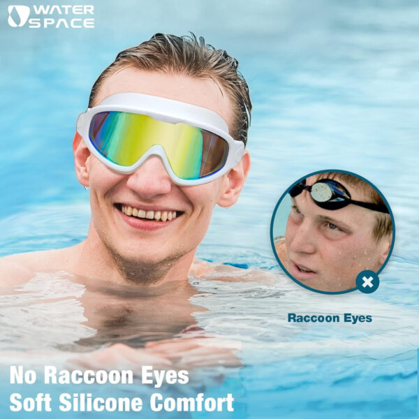 Swim Goggles 2 Pack for Adult Men Women, Anti-fog UV Protection No Leak 180° Wide View Clear Vision Pool Goggles