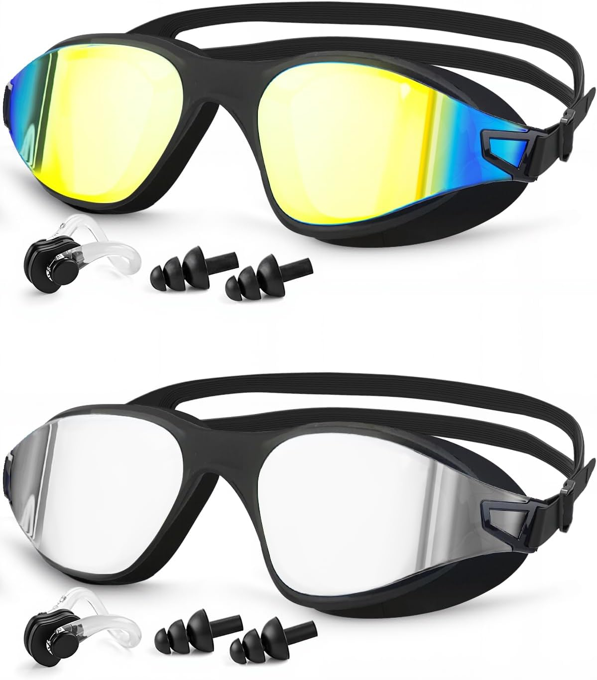 Swimming Goggles 2 Pack, Professional Anti Fog No Leaking UV Protection Swim Goggles for Women Men Adult Youth