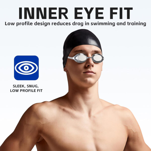 Racing Swim Goggles 2 Pack for Adult Men Women 180° Panoramic Clear View Bungee Strap Swimming Goggles No Leaking