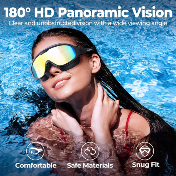 Adult Swim Goggles 2 Pack, Anti-Fog 180° Wide View UV Protection Pool Swimming Goggles for Adult Youth Men Women