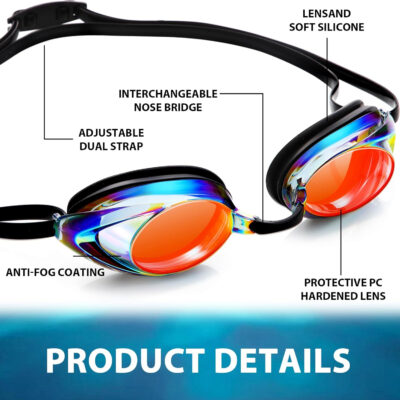 689a4dec6b71a48d2d2fb037d62da4cee93874fd671ea61bdd07b.jpg Landhoow 3 Pcs Adult Swimming Goggles for Men Women Anti UV Fog Race Mirrored Goggles with 6 Nose Bridge and 3 Bungee Straps