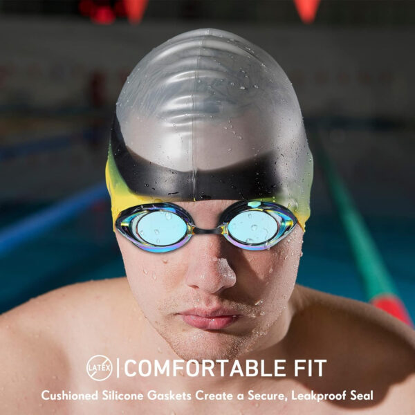 689a4dfa202117db67c8e80f5fd6098074de2b91665df1e34cb7c.jpg Landhoow 3 Pcs Adult Swimming Goggles for Men Women Anti UV Fog Race Mirrored Goggles with 6 Nose Bridge and 3 Bungee Straps