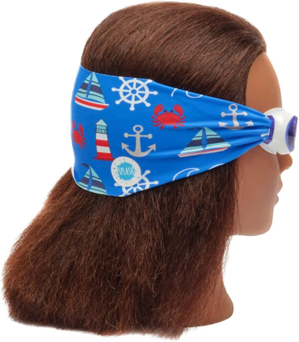 Splash Place SWIM GOGGLES with Fabric Strap - Adult & Kids Swim Goggles - BLUES & GREENS