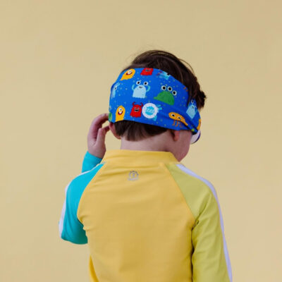 Splash Place SWIM GOGGLES with Fabric Strap - Adult & Kids Swim Goggles - BLUES & GREENS