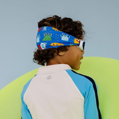 Splash Place SWIM GOGGLES with Fabric Strap - Adult & Kids Swim Goggles - BLUES & GREENS