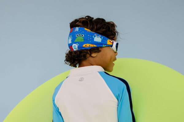 Splash Place SWIM GOGGLES with Fabric Strap - Adult & Kids Swim Goggles - BLUES & GREENS