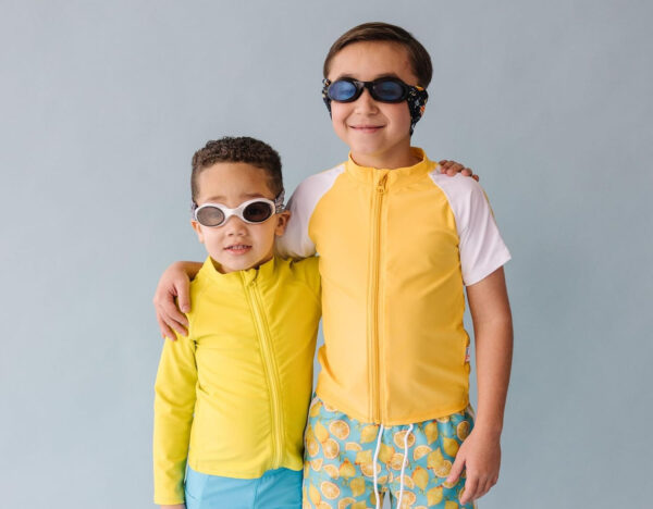 Splash Place SWIM GOGGLES with Fabric Strap - Adult & Kids Swim Goggles - BLUES & GREENS