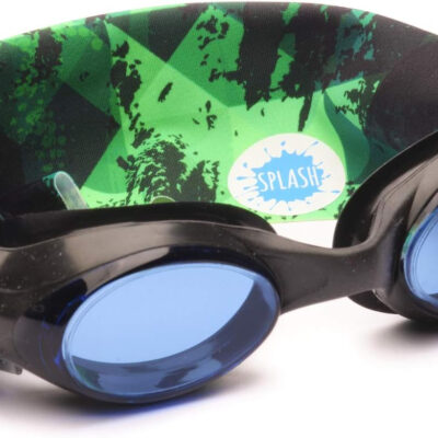 Splash Place SWIM GOGGLES with Fabric Strap - Adult & Kids Swim Goggles - BLUES & GREENS