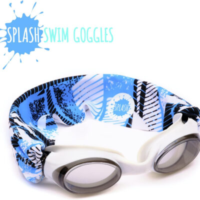 Splash Place SWIM GOGGLES with Fabric Strap - Adult & Kids Swim Goggles - BLUES & GREENS