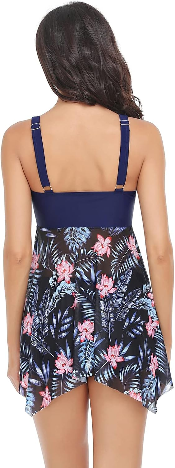 689a52ded60d66ab6a2cfa02a920f9cbfb60146c42cd30fb78f99.jpg Matching Swimsuits for Couples Women Swimdress with Boy-Short Tankini Set Men Swim Trunks Board Short Modest Swimwear