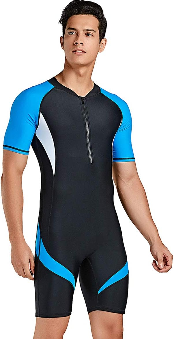 Cokar Short Sleeve Men One-Piece Boyleg Swimsuit